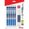Pentel Energel 0.7 mm Liquid Gel Ink Pens – Metal Tip – Pack of 5 Blue Deluxe RTX Pens with 3 Refills