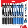 Pentel Energel 0.7 mm Rtx Retractable, 6 Black & 6 Blue Ink Pens Metal Tip, Medium Point Energel Liquid Gel Ink Pens 0.7 mm. Pack of 12(12)