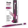Pentel Quicker Clicker Automatic Pencil, 0.7mm Lead Size, Transparent Blue Barrel, Box of 12 (PD347TC)(Red Barrel)