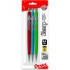 Pentel Sharp Mechanical Pencil, (0.5mm), Metallic Barrels, Assorted Colors (B/C/D), 3-Pk (P205MBP3M1)
