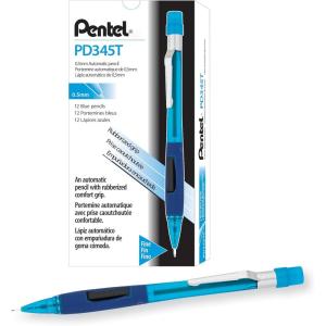 Pentel Quicker Clicker Automatic Pencil, 0.7mm Lead Size, Transparent Blue Barrel, Box of 12 (PD347TC)(Blue Barrel)