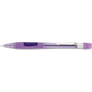 Pentel Quicker Clicker Automatic Pencil, 0.7mm Lead Size, Transparent Blue Barrel, Box of 12 (PD347TC)(Violet Barrel)