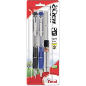 Pentel® Twist-Erase® CLICK Mechanical Pencils, Fine Point, 0.5mm, HB Hardness, Assorted Barrels, Pack Of 2