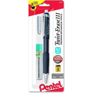 Pentel Twist-Erase III Mechanical Pencil, (0.7mm) Medium Line, with Lead and Eraser Refills (QE517LEBP)