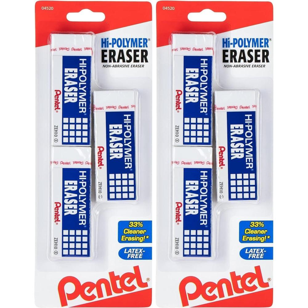 imagePentel Hipolymer Block Eraser Large 3 Pack White ZEH10BP3K63 Pack Pack of 2