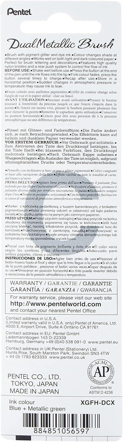 imagePentel Arts DualMetallic Brush VioletMetallic Blue InkBlueGreen