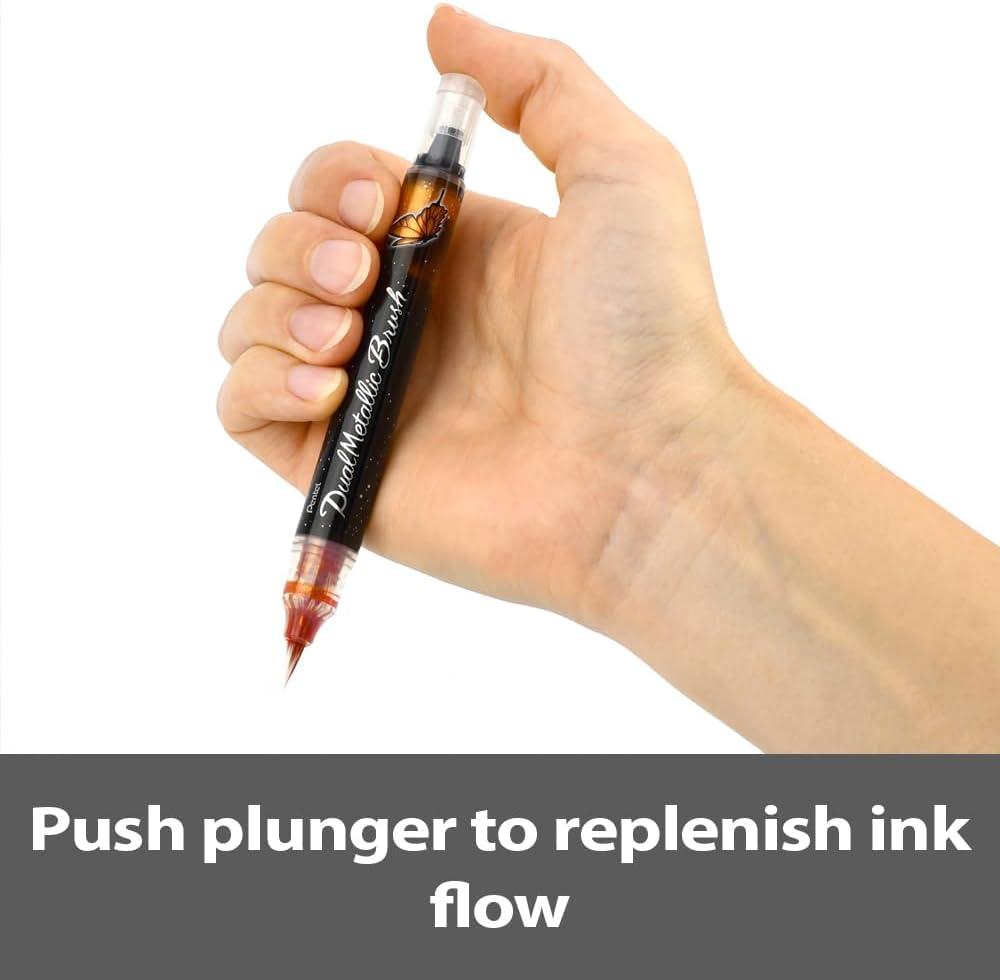 imagePentel Arts DualMetallic Brush VioletMetallic Blue InkBlueGreen