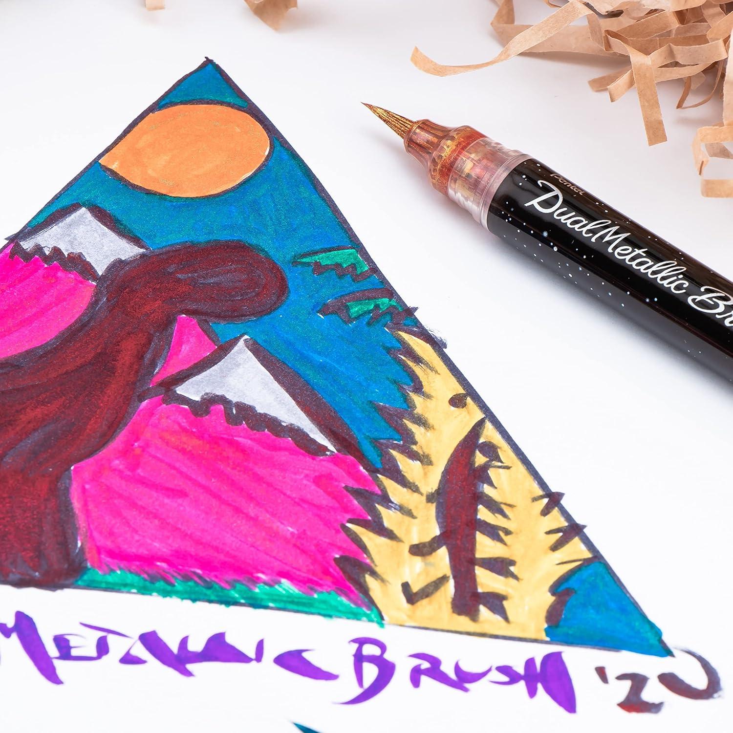 imagePentel Arts DualMetallic Brush VioletMetallic Blue InkBlueGreen