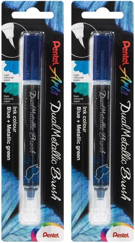 imagePentel Arts DualMetallic Brush VioletMetallic Blue InkBlueGreen