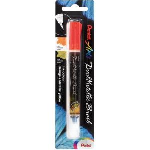 Pentel Arts DualMetallic Brush, Violet/Metallic Blue Ink(Orange/Yellow)