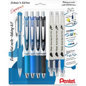 Pentel Expressions Note-Taking Kit, Includes; EnerGel RTX Gel Pens (0.7mm), Assorted Ink Colors; Twist-Erase Click Mechanical Pencil (0.7mm); Sign Pen Twin Markers, Assorted Colors (BL77XLBNBP8M)