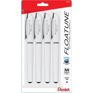 Pentel Floatune Rollerball Pens, (0.8mm), Medium Line, Black Ink, Pack of 4 (BY108BP4A)