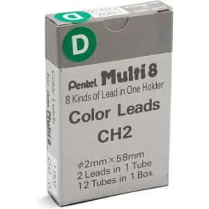 Pentel Arts 8 Colour Pencil Lead Refill, Green, 24 Pieces of Lead (CH2-D)