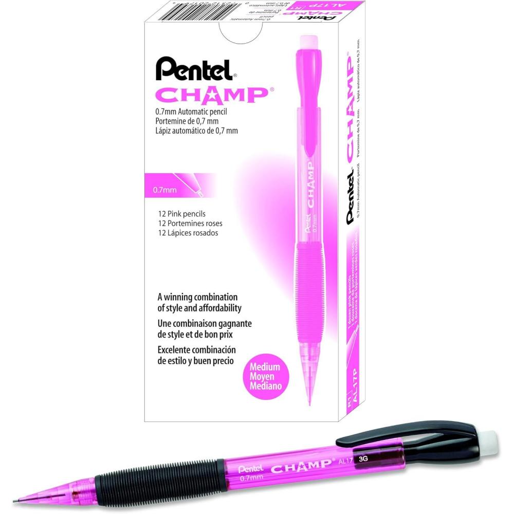 imagePentel AL17C Champ Mechanical Pencil 07 mm Blue Barrel DozenPink