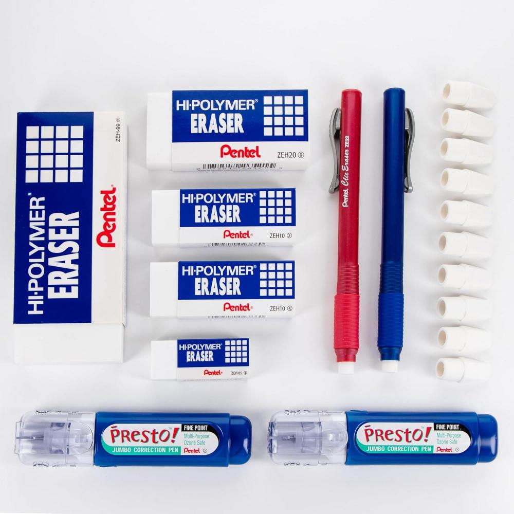 imagePentel Correction Collection Box Set Variety Eraser SizesTypes Correction Pen Bundle 19 Piece Assortment CORRBOX