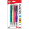 Pentel Twist-Erase III Mechanical Pencil, (0.7mm), Medium Line, Assorted Fashion Color Barrels, Pack of 4 (QE517FBP4M)