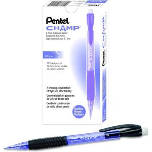 Pentel AL17C Champ Mechanical Pencil, 0.7 mm, Blue Barrel, Dozen(Violet)