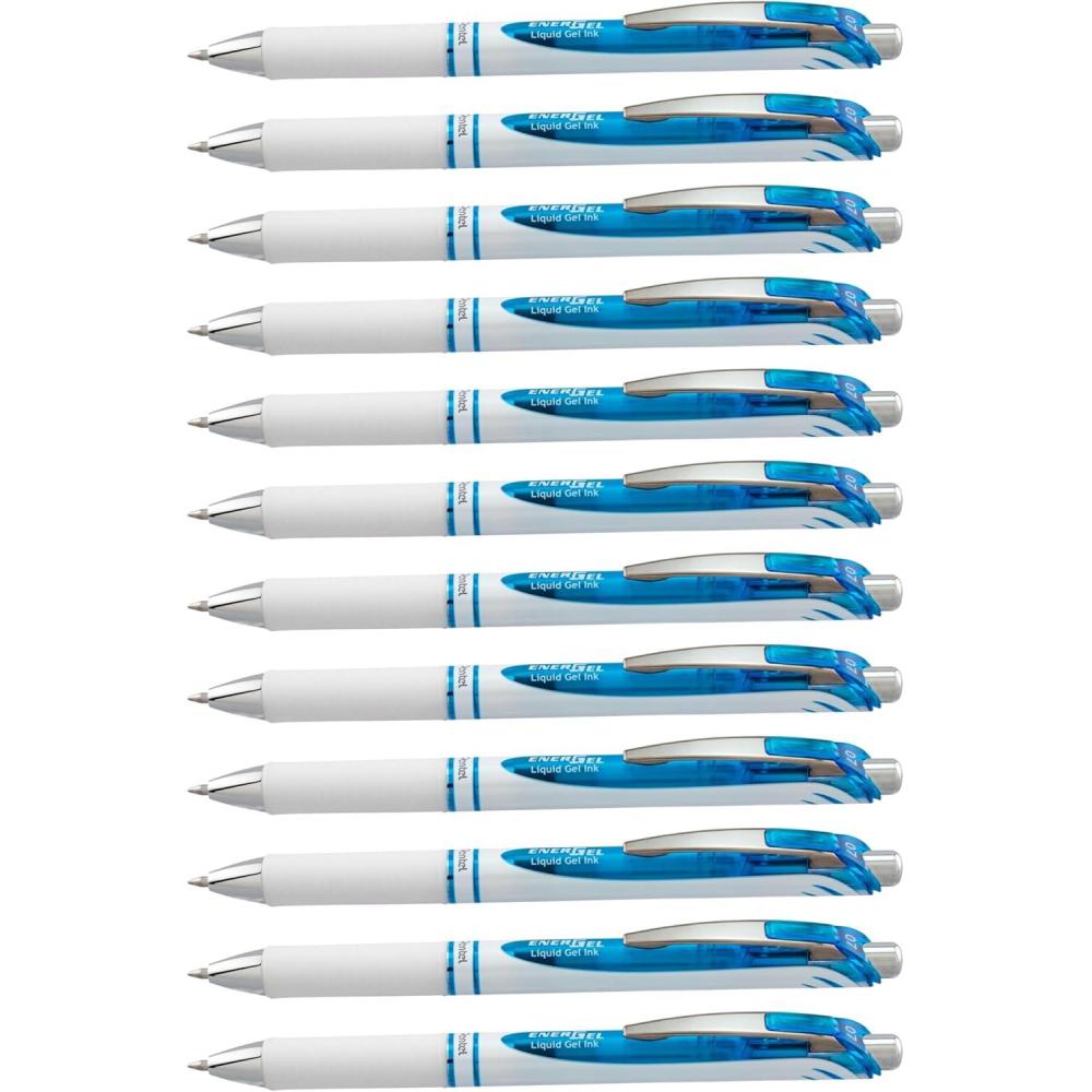 imagePentel 163803 EnerGel Pearl Deluxe RTX Retractable Gel Pens Medium PointSky Blue