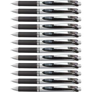 Pentel EnerGel RTX Gel Pens, Black Ink, Dozen (BLN73-A)(Black)