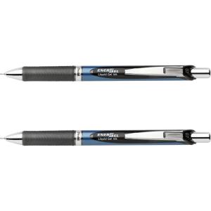 Pentel EnerGel RTX Retractable Liquid Gel Pen, (0.7mm), Medium Line, Needle Tip, Black Ink, Pack of 2 (BLN77BP2A)(Black)