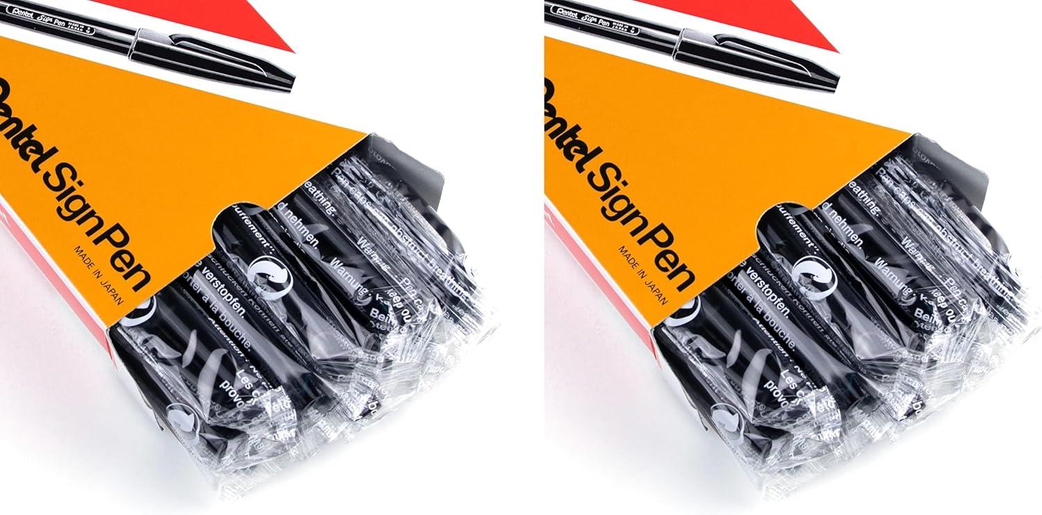 imagePentel Felt Tip Sign Pen Set of 12 Assorted Colors S52012Black