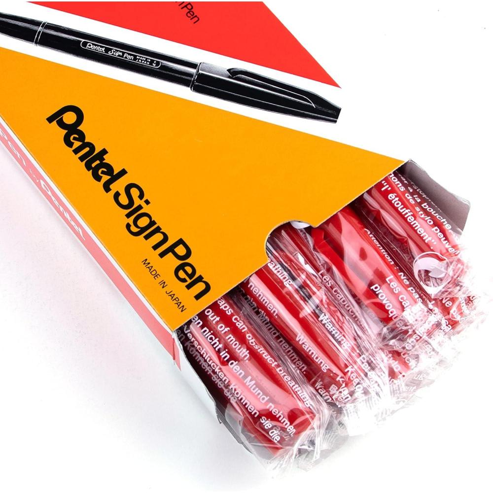 imagePentel Felt Tip Sign Pen Set of 12 Assorted Colors S52012Red