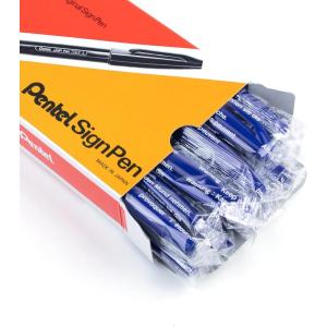 Pentel Felt Tip Sign Pen, Set of 12 Assorted Colors (S520-12)(Blue)