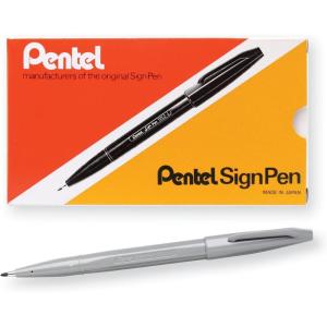 Pentel Felt Tip Sign Pen, Set of 12 Assorted Colors (S520-12)(Gray)