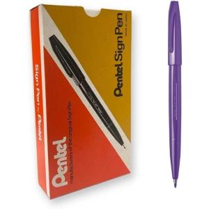 Pentel Felt Tip Sign Pen, Set of 12 Assorted Colors (S520-12)(Violet)