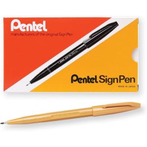 Pentel Felt Tip Sign Pen, Set of 12 Assorted Colors (S520-12)(Yellow Ochre)
