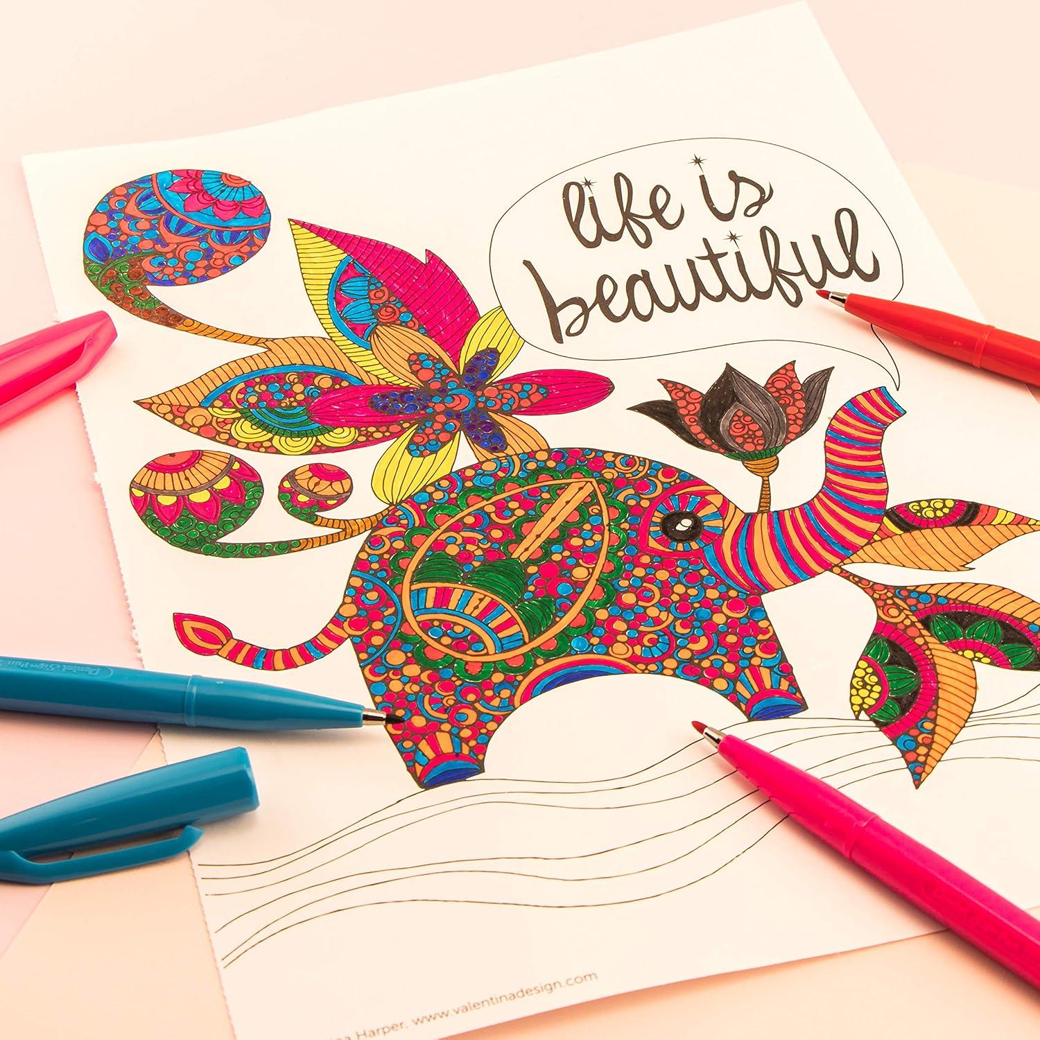 imagePentel Arts Sign Pen Brush Tip Assorted Ink 6Pk S520RBP6M