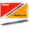 Pentel Arts Sign Pen Touch, Fude Brush Tip, Black/Grey/Sepia Pack of 3 (SES15PABP3M)(Black)