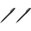 Pentel Arts Sign Pen Touch, Fude Brush Tip, Black/Grey/Sepia Pack of 3 (SES15PABP3M)(Black)