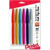 Pentel Arts Sign Pen Brush Tip, Assorted Ink, 6-Pk (S520RBP6M)