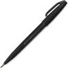 Pentel Arts Sign Pen Touch, Fude Brush Tip, Black/Grey/Sepia Pack of 3 (SES15PABP3M)(Black)