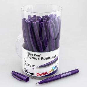 Pentel Arts Sign Pen, Fiber-tipped, Red Ink 36-pk Canister (S520PC36B)(Violet)