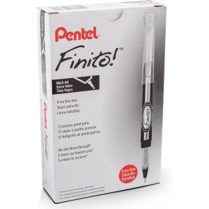 Pentel Finito! Porous Point Pen, Extra Fine Point Tip, Black Ink, Box of 12 (SD98-A)
