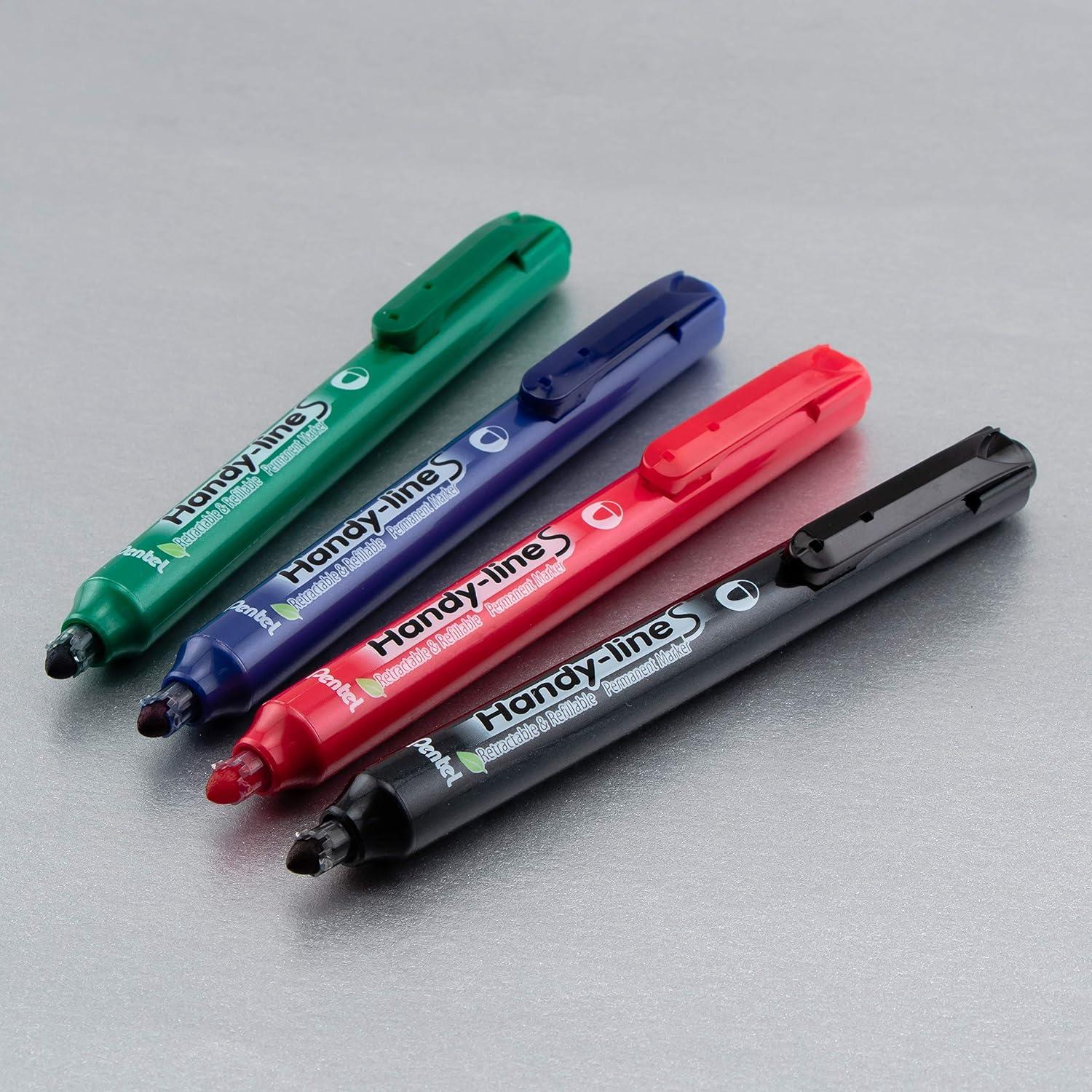 image:imagePentel Handyline S Retractable and Refillable Permanent Marker Bullet Tip Black Barrel Black Ink Box of 12 NXS15ABlue