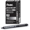 Pentel Handy-line S Retractable and Refillable Permanent Marker, Bullet Tip, Black Barrel, Black Ink, Box of 12 (NXS15-A)(Black)