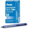 Pentel Handy-line S Retractable and Refillable Permanent Marker, Bullet Tip, Black Barrel, Black Ink, Box of 12 (NXS15-A)(Blue)