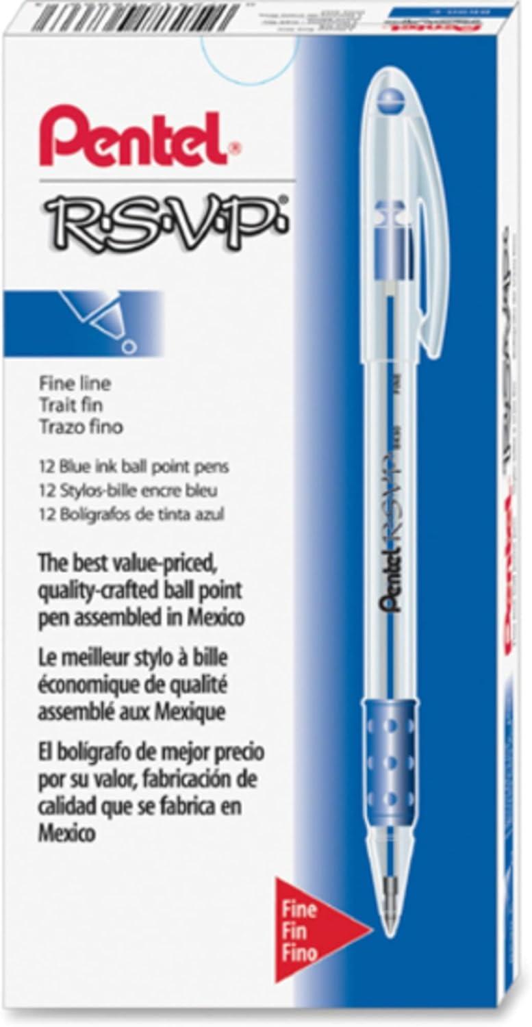 image:imagePentel RSVP Ballpoint Stick Pen Blue Ink Fine Point Dozen DZ PENBK90C