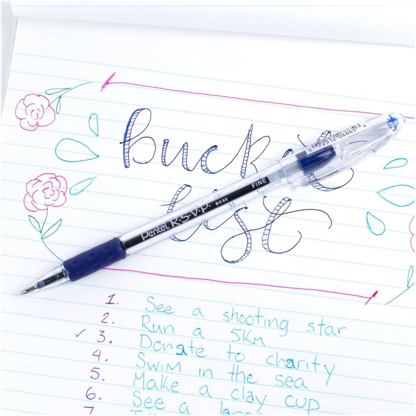 image:imagePentel RSVP Ballpoint Stick Pen Blue Ink Fine Point Dozen DZ PENBK90C