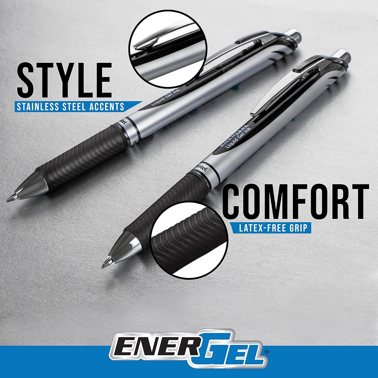 image:imagePentel EnerGel Retractable Liquid Gel Pen Inspire Collection 07mm Metal Tip Medium Line Black Ink Pack of 6 Pens BL77INSPBP6M6 Count Pack of 1