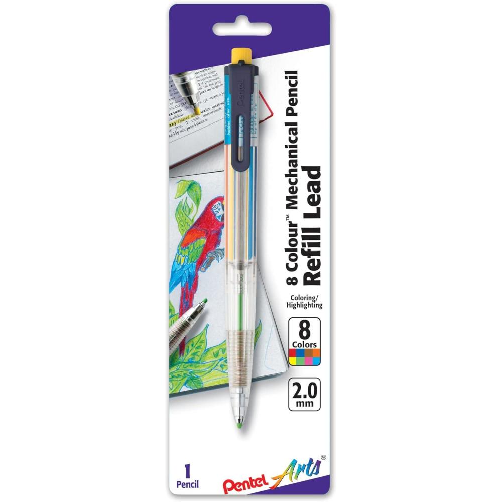 image:imagePentel Arts 8 Colour Automatic Pencil Assorted Accent Clip Colors 1 Pack PH158BP