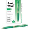 Pentel Wow! Retractable Ballpoint Pens, (1.0mm), Medium Line, Green Ink, Box of 12 (BK440-D)