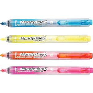 Pentel Handy-Line S Retractable Highlighter, Chisel Tip, Assorted Ink Colors, 4/ Pack (SXS15BP4M)