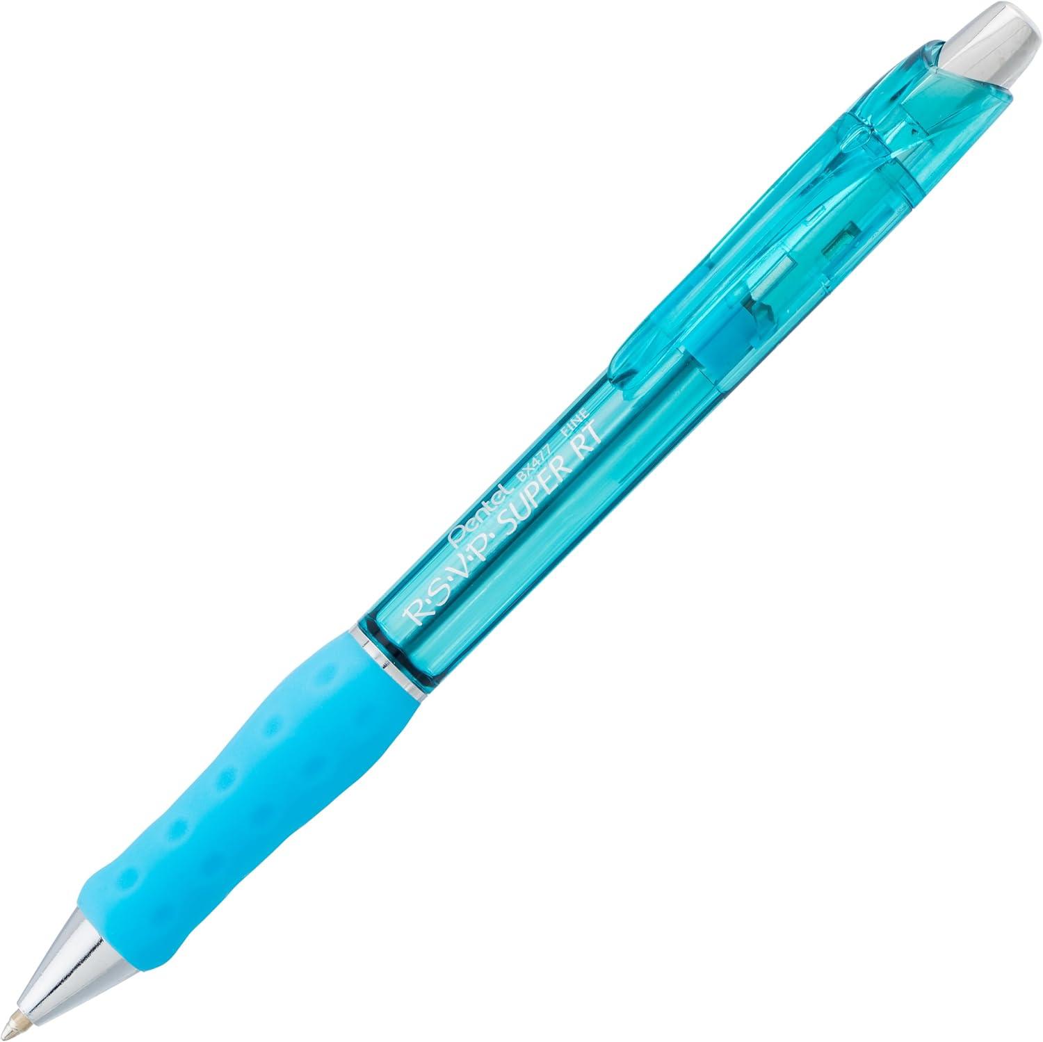 image:imagePentel RSVP Super RT Ballpoint Pen 07mm Fine Line Sky Blue Ink BX477S