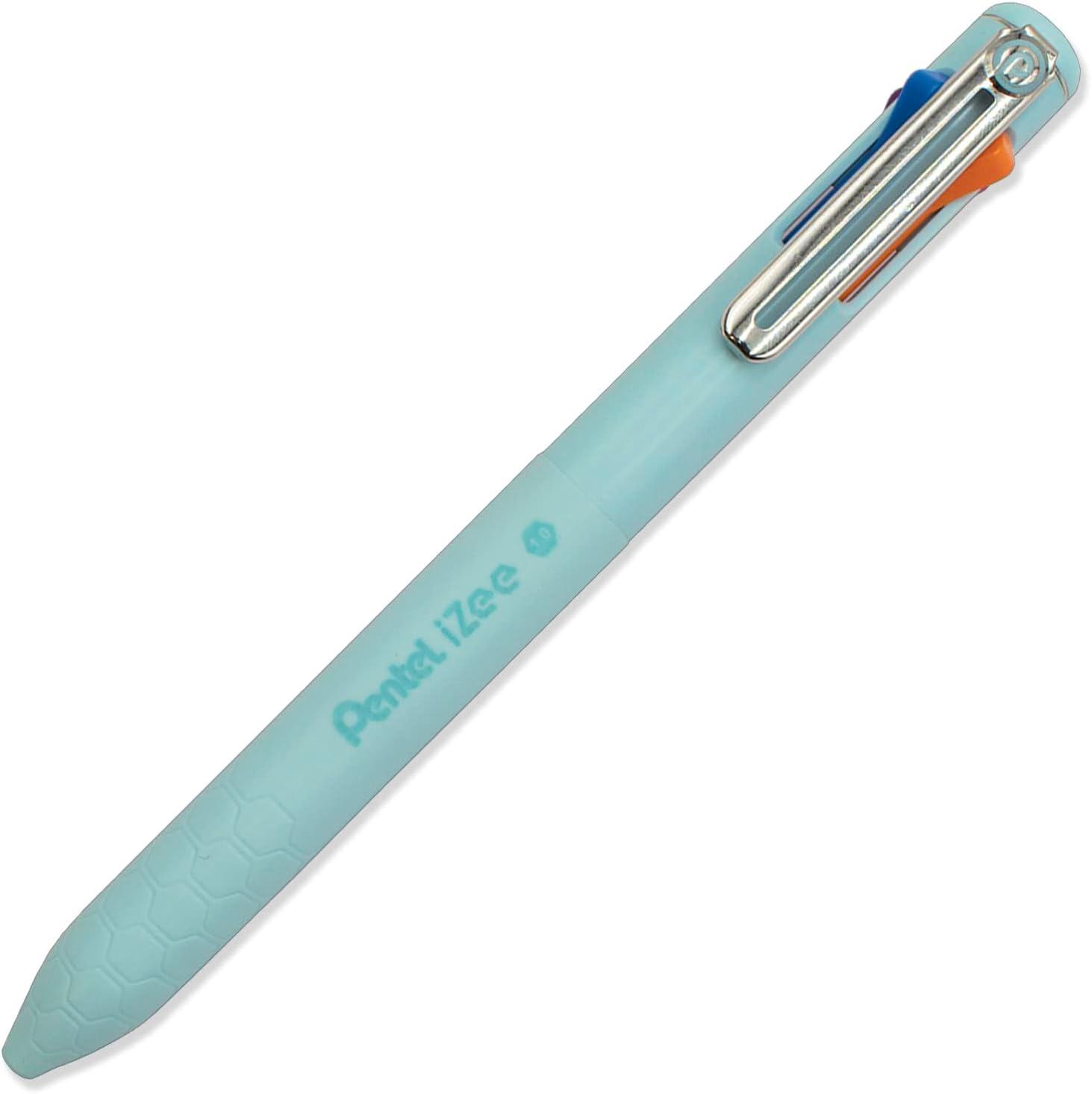 image:imagePentel iZee 4 Colour Ballpoint Pen Deep Blue Deep Violet amp Sky Blue Barrels Multi Ink Pack of 6