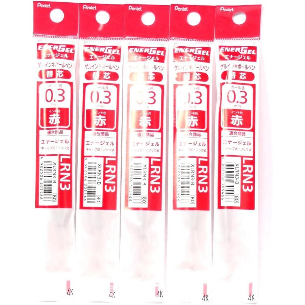 image:imagePentel 03mm Red Ink Refill XLRN3B for EnerGel Retract Ballpoint PenBLN73B 5 Packtotal 5 pcs Japan Import KomainuDou Original Package