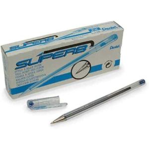 Pentel Blue Superb Ballpoint Pen Ball Point Pens 0.7mm Nib Tip 0.25mm Line Width Fine Line Refillable Ink BK77 (Pack of 3)